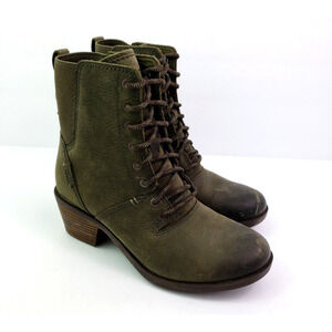 Teva Anaya Womens Size 6 Green Leather Waterproof Tech Heeled Boots 1111770